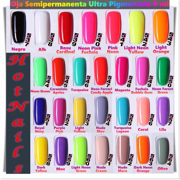 Kit 28 Oje Semipermanente HotNails Ultra Pigmentate 8 ml
